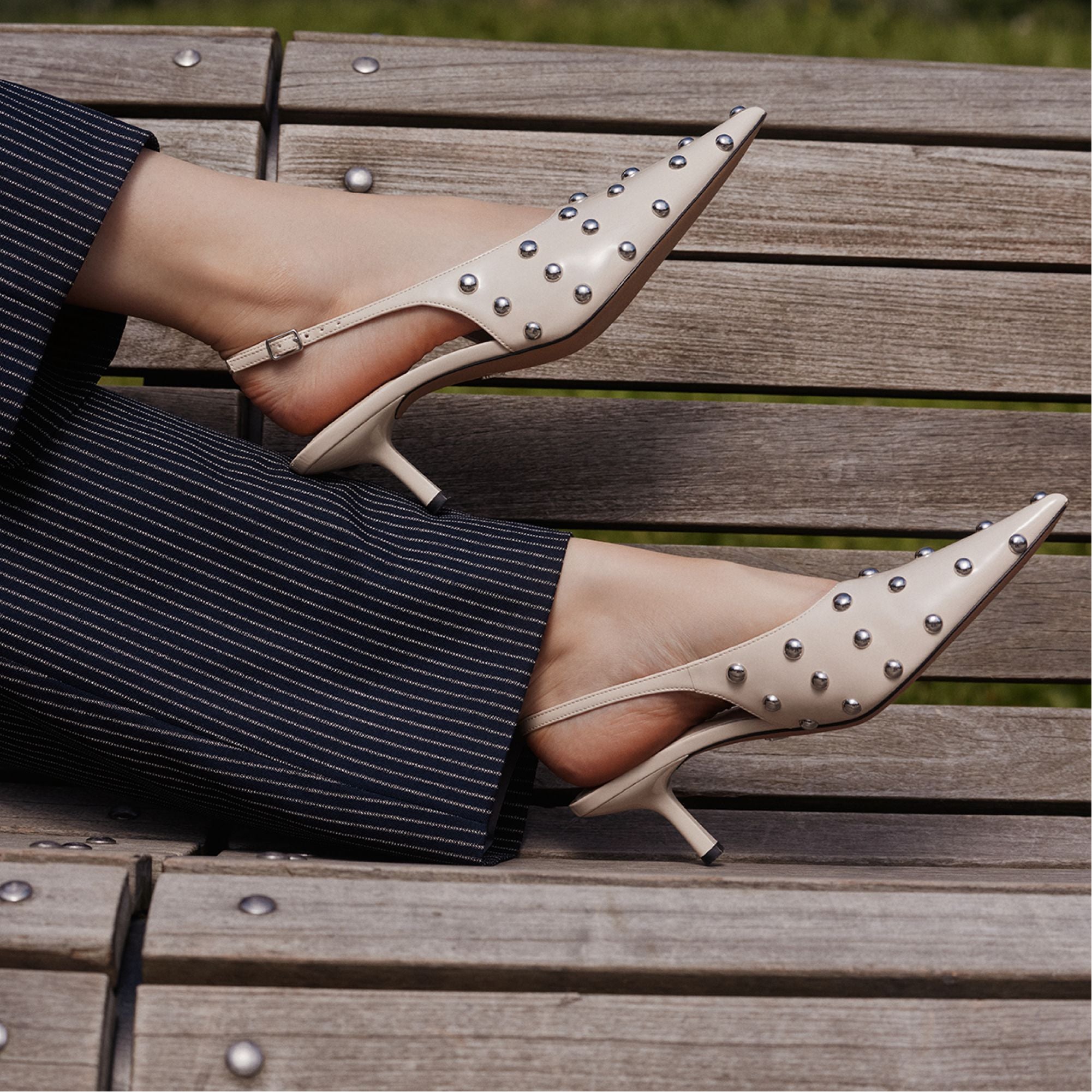 Naiarah in Cream 14118390 - Slingback heel Stiletto heel