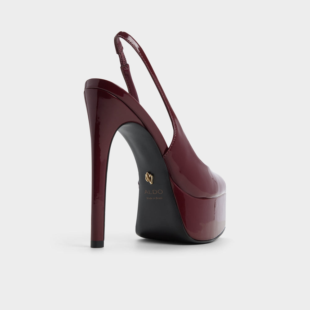 Thanlinie in Dark Red - Slingback heeled sandal Platform