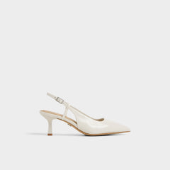 Adan in White Bone - Slingback heel Kitten heel