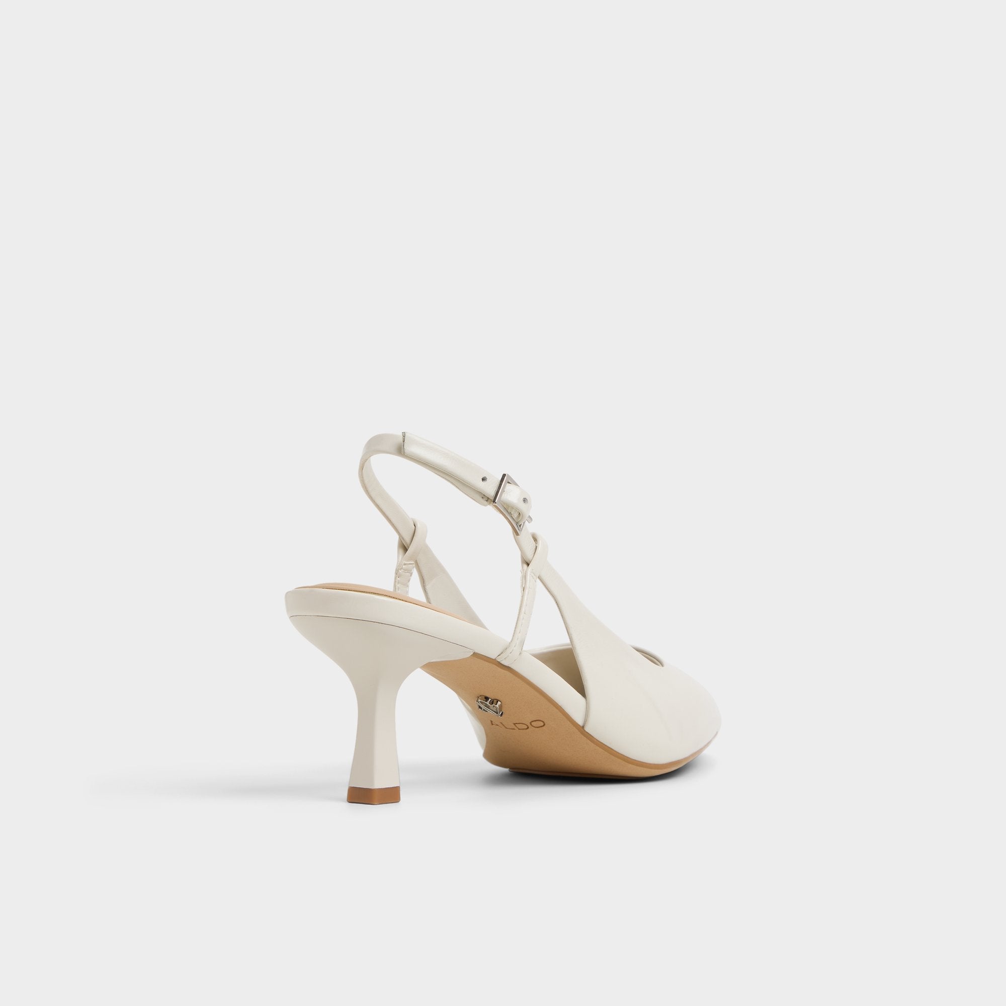 Adan in White Bone - Slingback heel Kitten heel
