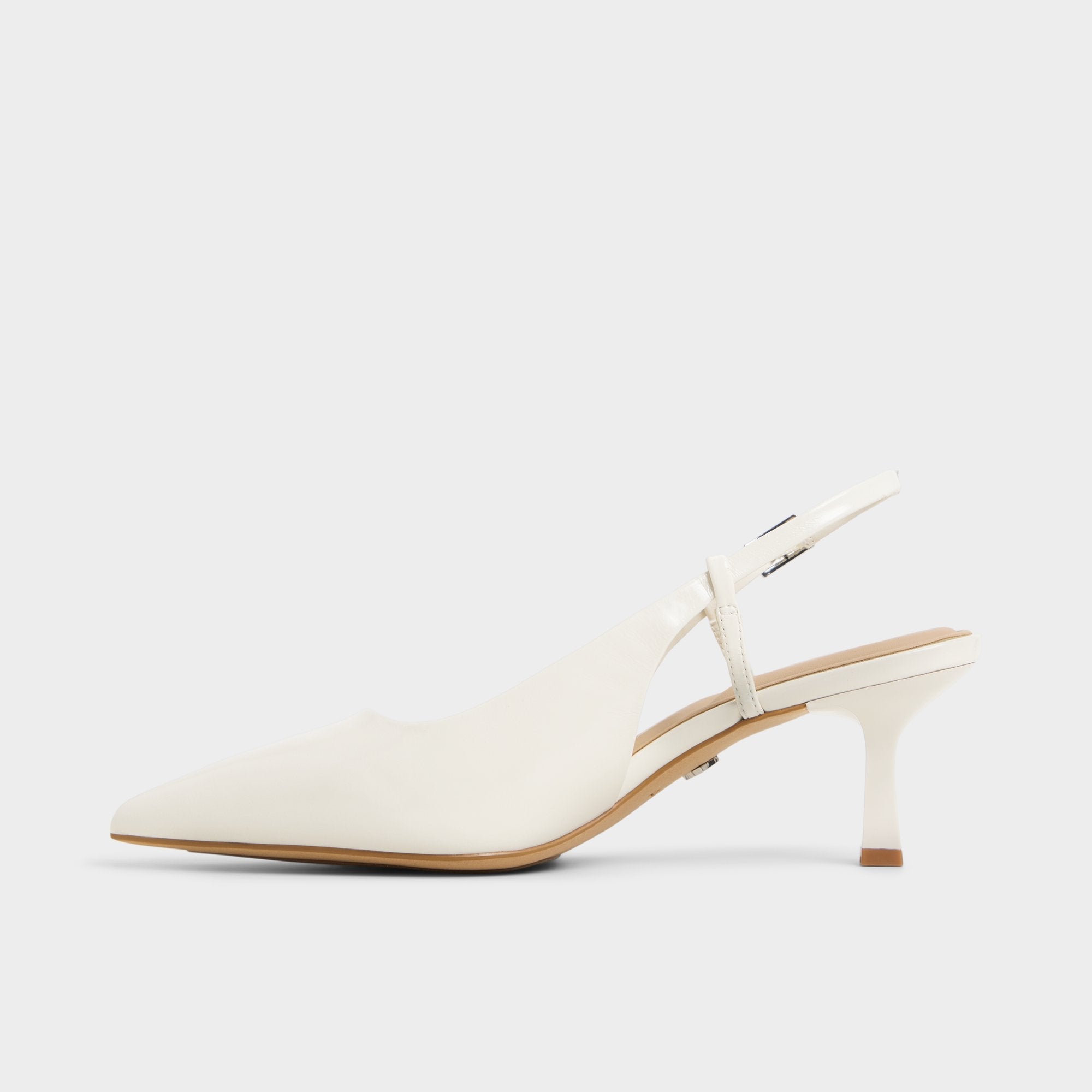 Adan in White Bone - Slingback heel Kitten heel