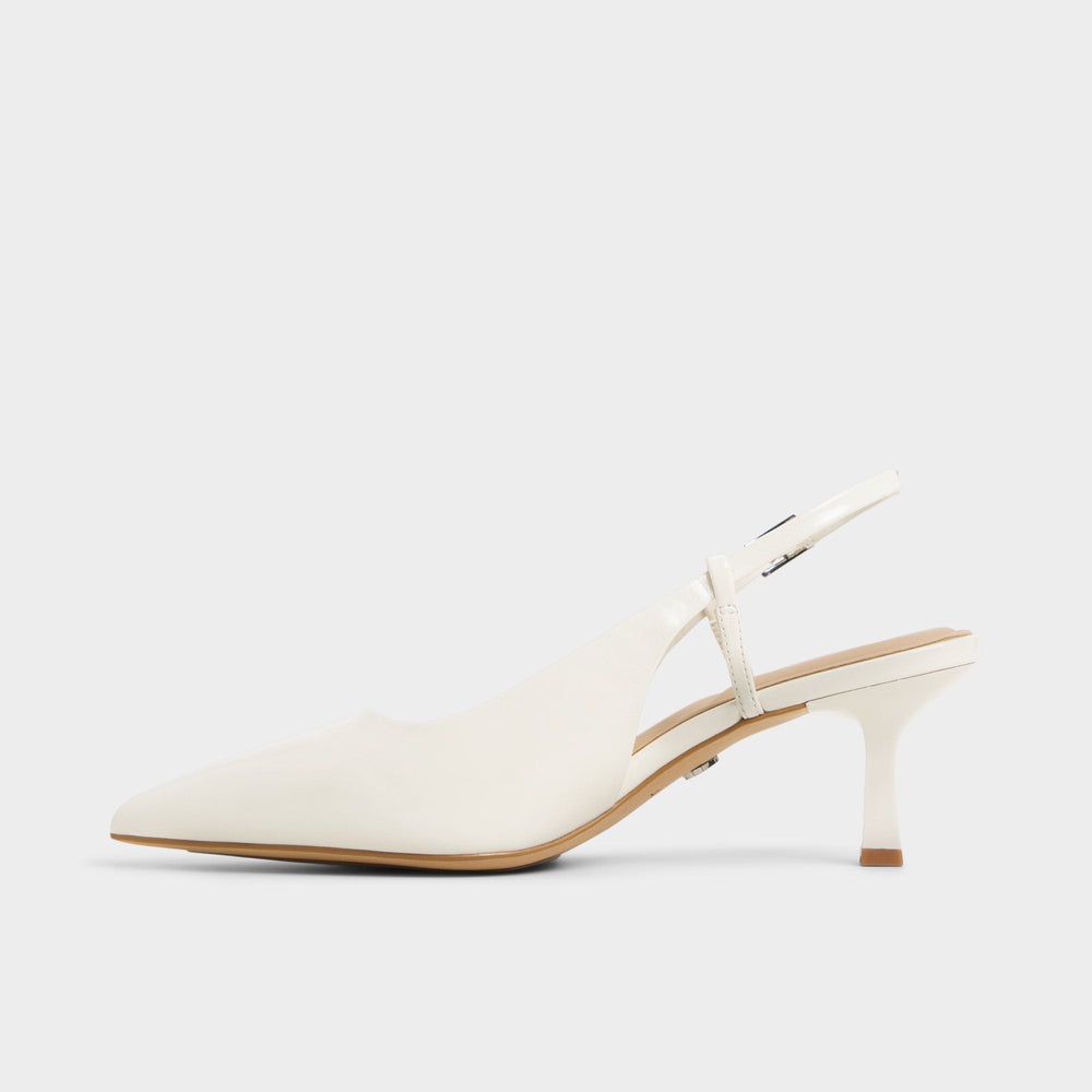 Adan in White Bone - Slingback heel Kitten heel