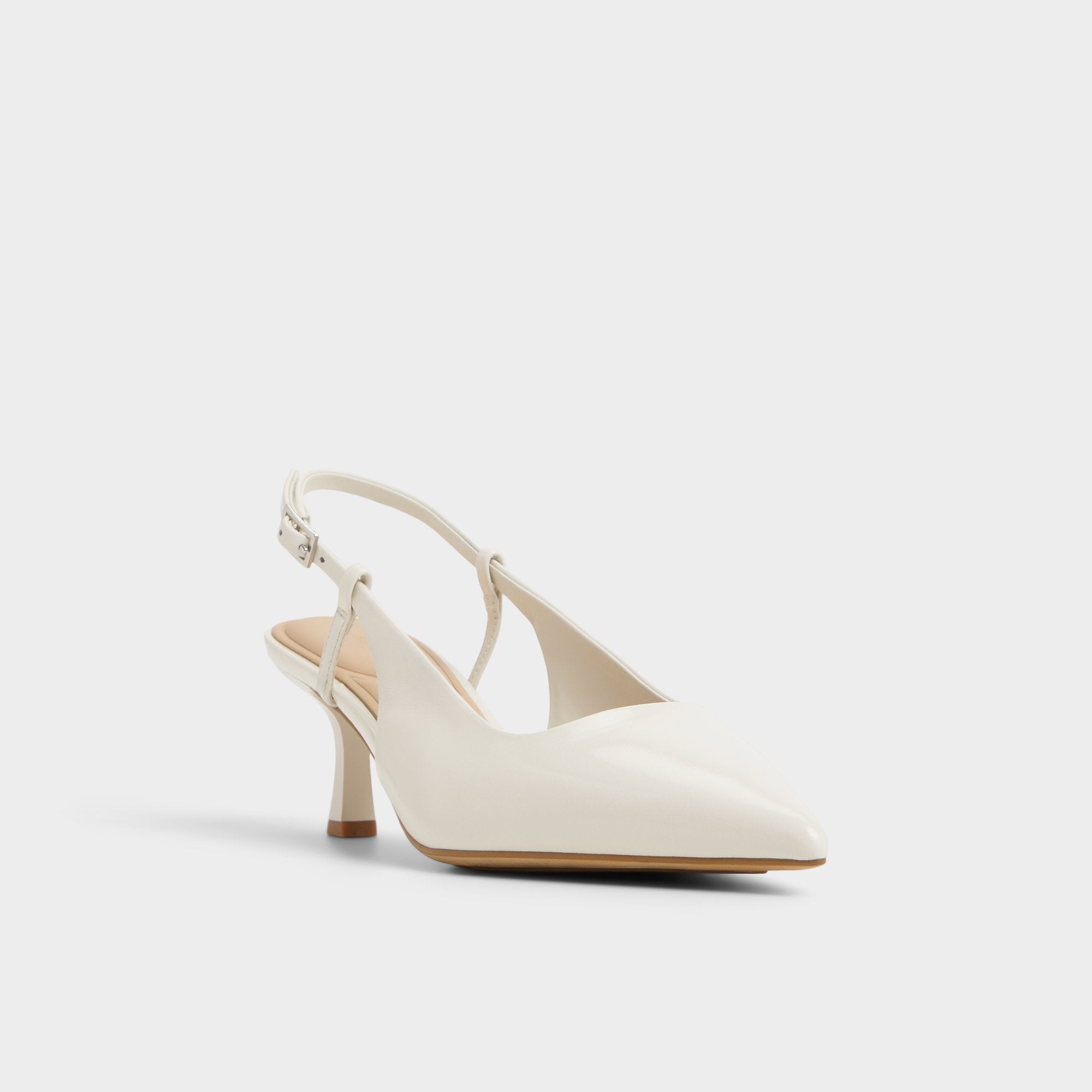 Adan in White Bone - Slingback heel Kitten heel