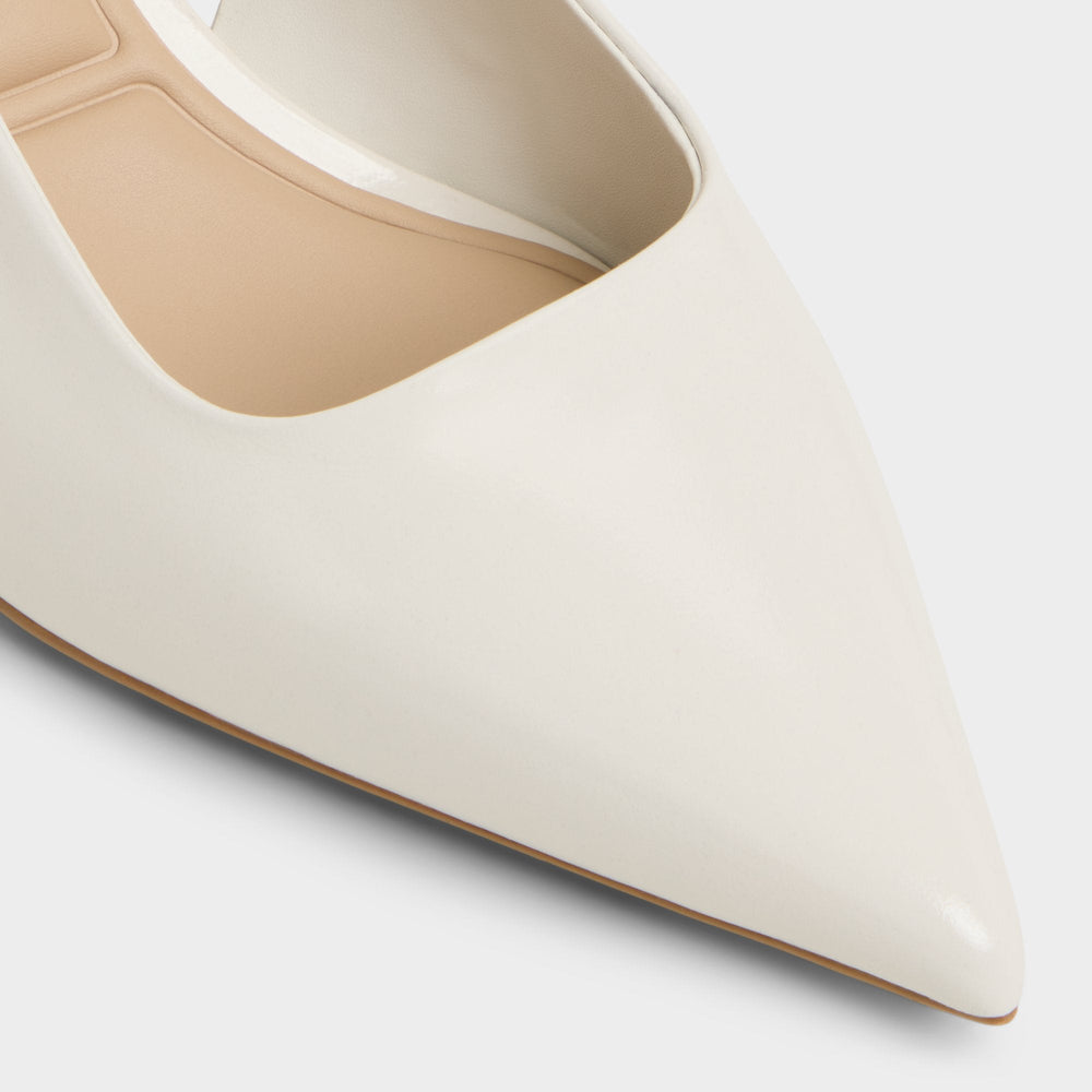 Adan in White Bone - Slingback heel Kitten heel