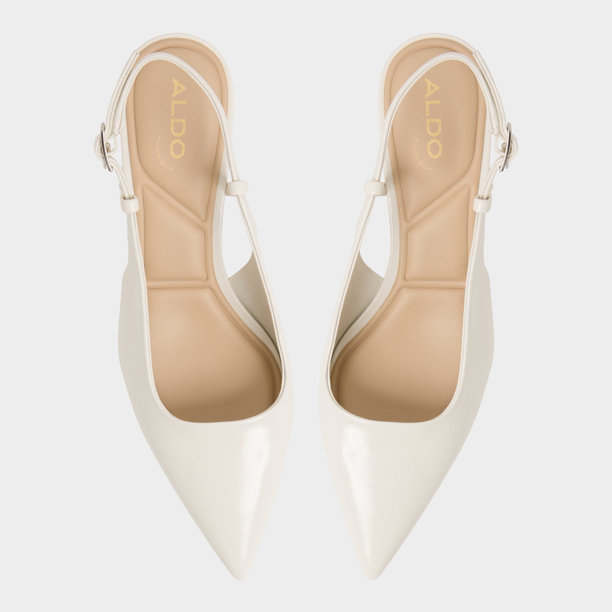 Adan in White Bone - Slingback heel Kitten heel