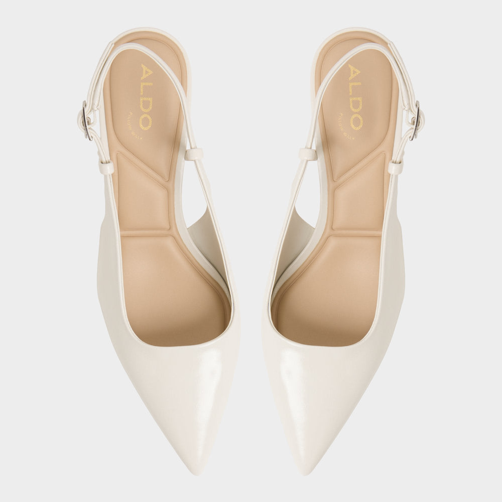 Adan in White Bone - Slingback heel Kitten heel