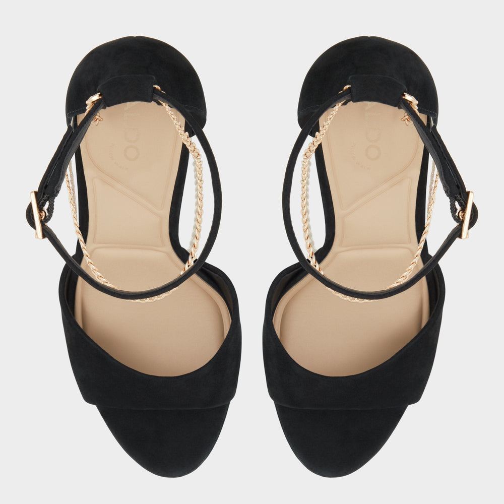Afumeth Black Overflow Women's Platform sandals - Strappy heeled sandal Stiletto platform