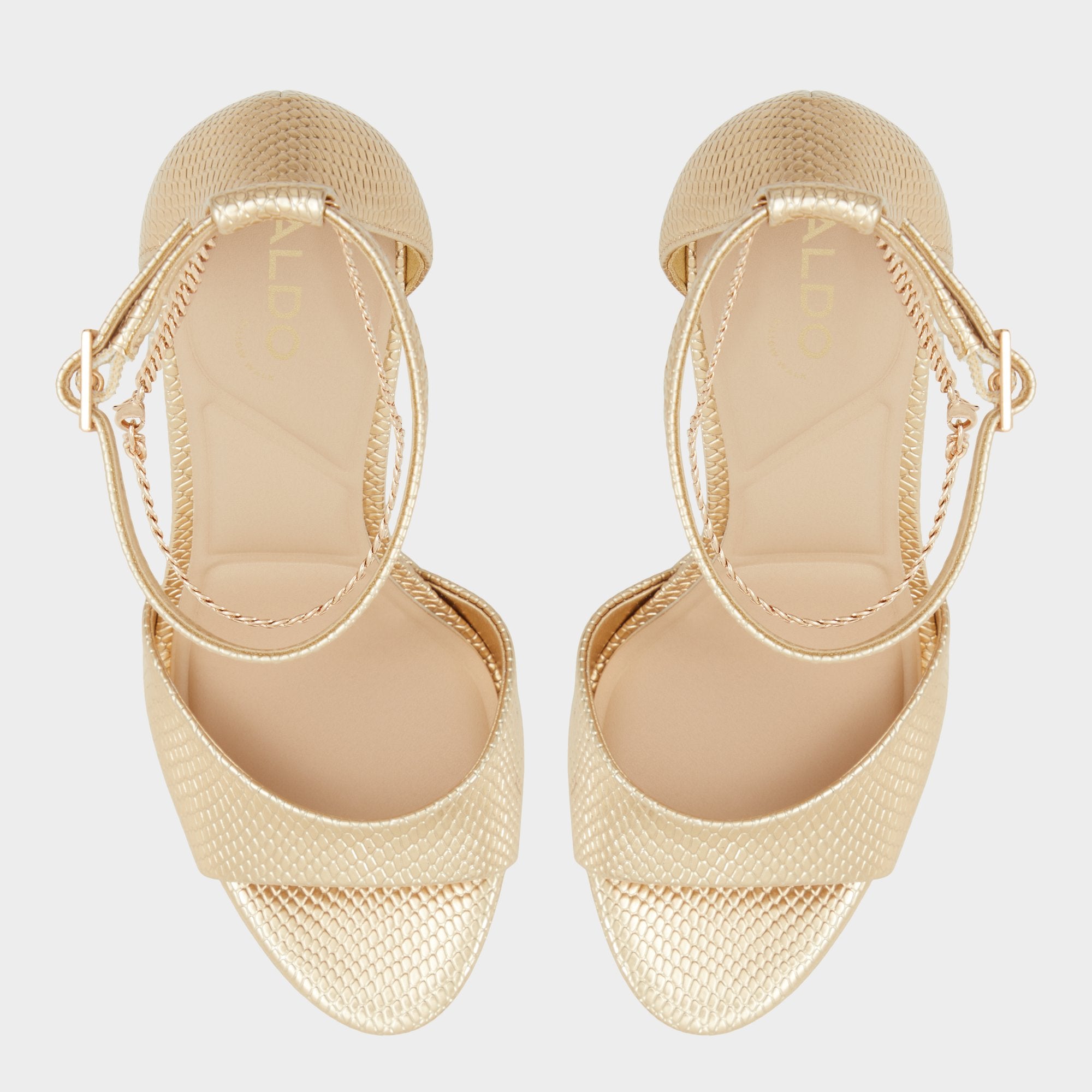 Afumeth Gold Women's Platform sandals - Strappy heeled sandal Stiletto platform