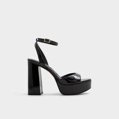 Valoria Black Women's Platform sandals - Strappy heeled sandal Platform
