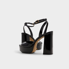 Valoria Black Women's Platform sandals - Strappy heeled sandal Platform