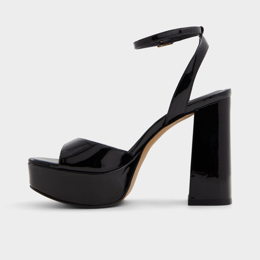 Valoria Black Women's Platform sandals - Strappy heeled sandal Platform