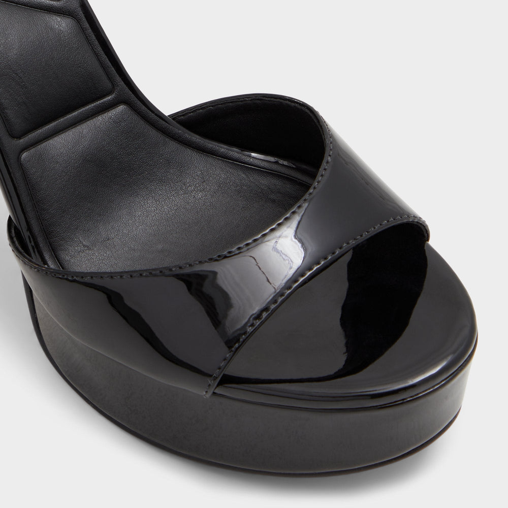 Valoria Black Women's Platform sandals - Strappy heeled sandal Platform