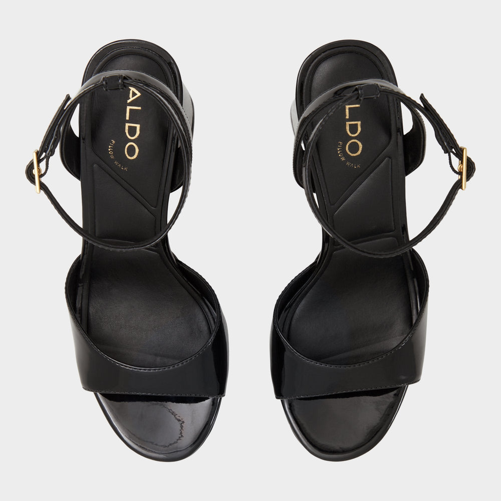 Valoria Black Women's Platform sandals - Strappy heeled sandal Platform