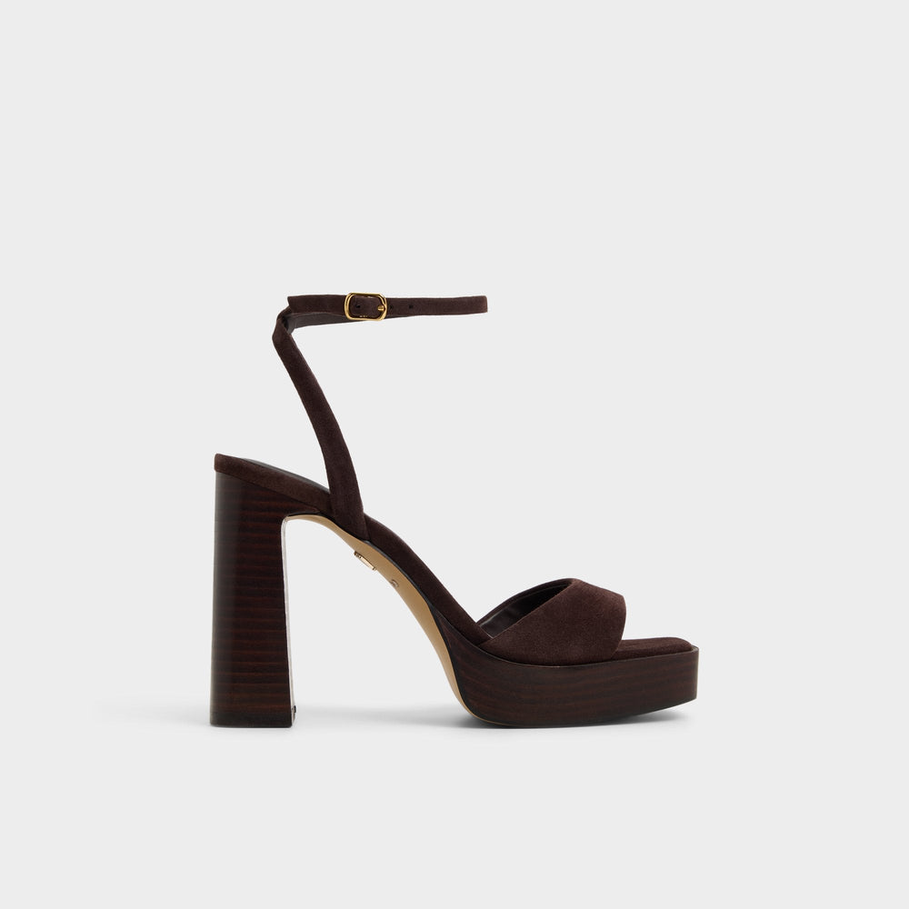 Lothon Dark Brown Women's Platform sandals - Strappy heeled sandal Platform