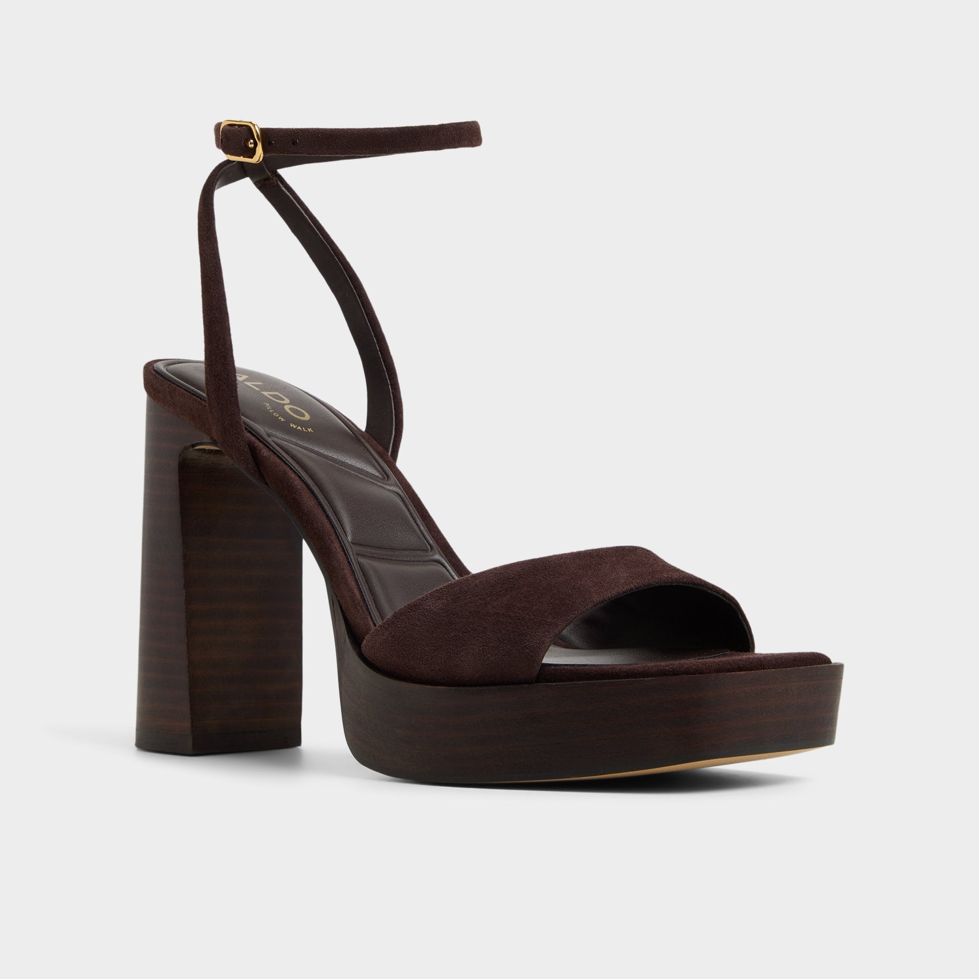 Lothon Dark Brown Women's Platform sandals - Strappy heeled sandal Platform