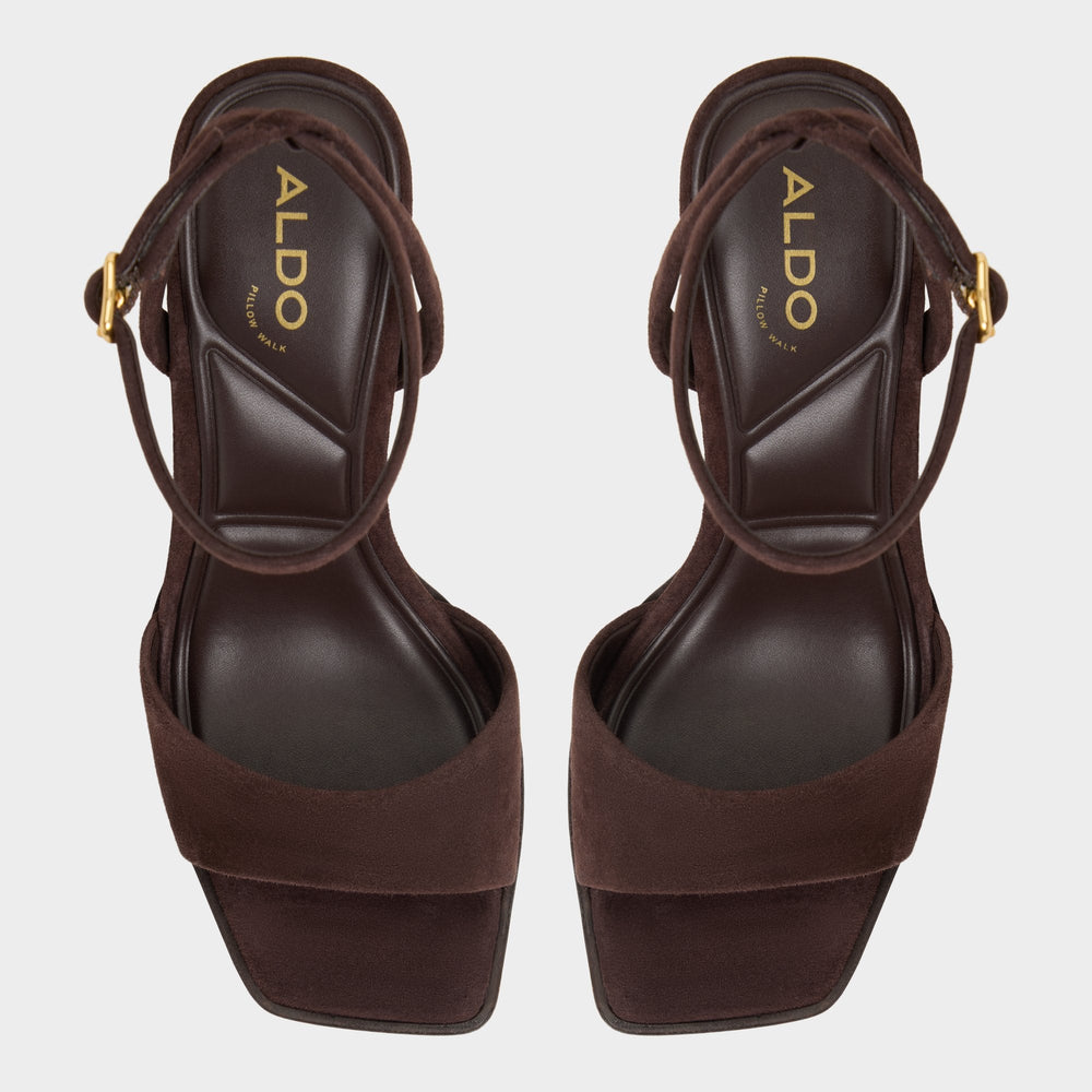 Lothon Dark Brown Women's Platform sandals - Strappy heeled sandal Platform