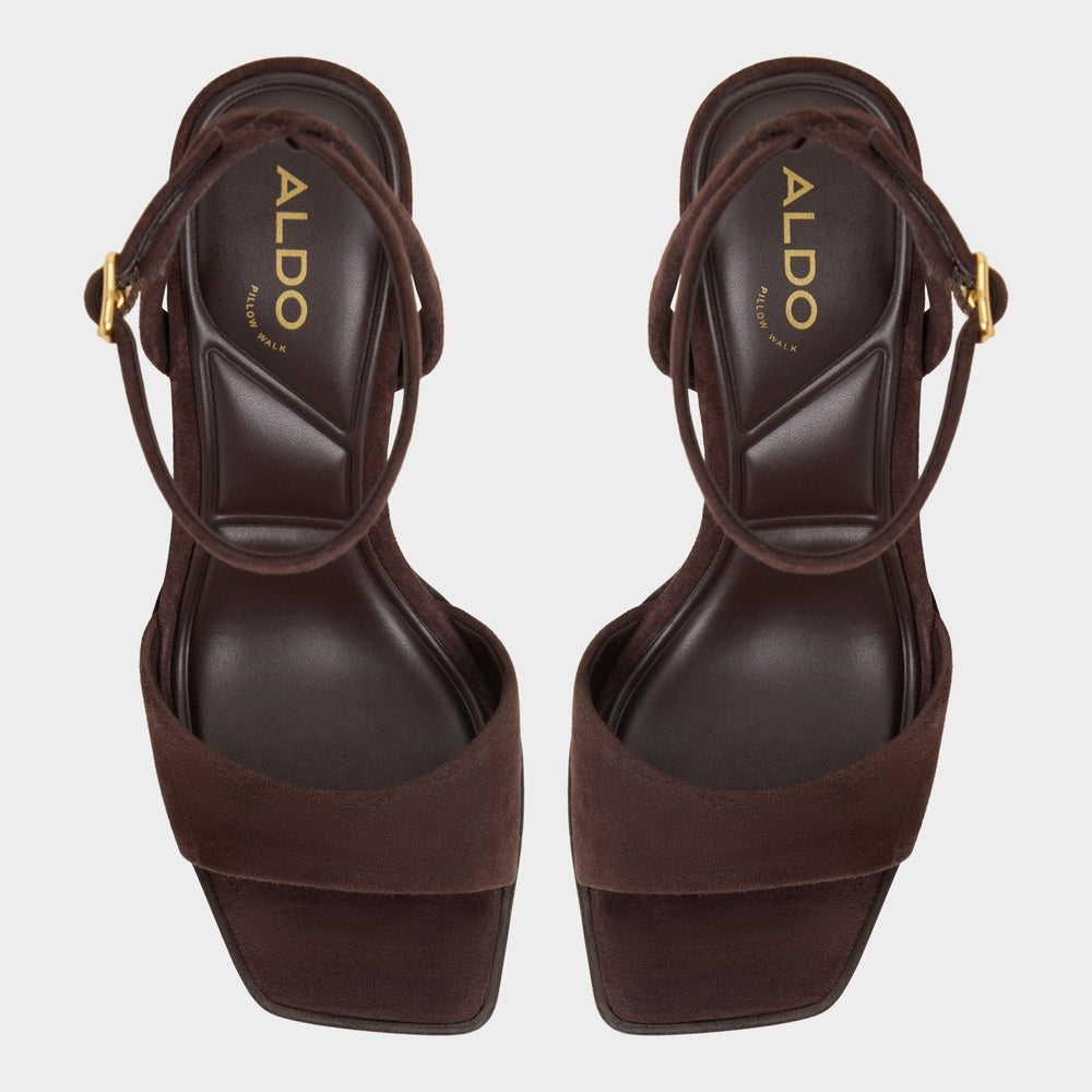 Lothon Dark Brown Women's Platform sandals - Strappy heeled sandal Platform