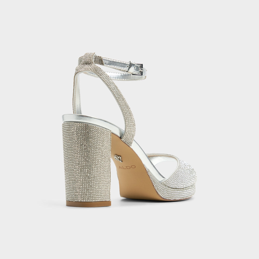 Alluring Silver Women's Iridescent metallics - Strappy heeled sandal Platform