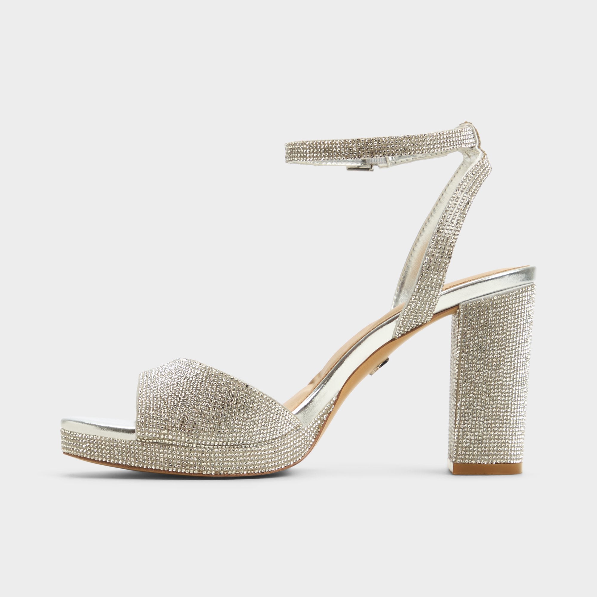 Alluring Silver Women's Iridescent metallics - Strappy heeled sandal Platform