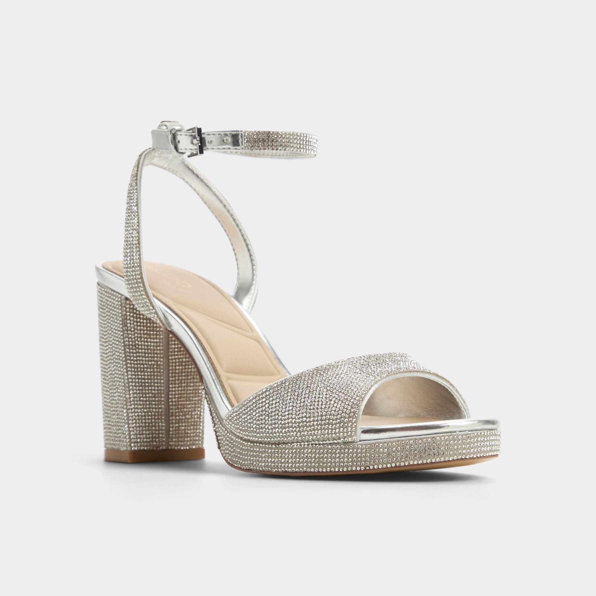 Alluring Silver Women's Iridescent metallics - Strappy heeled sandal Platform