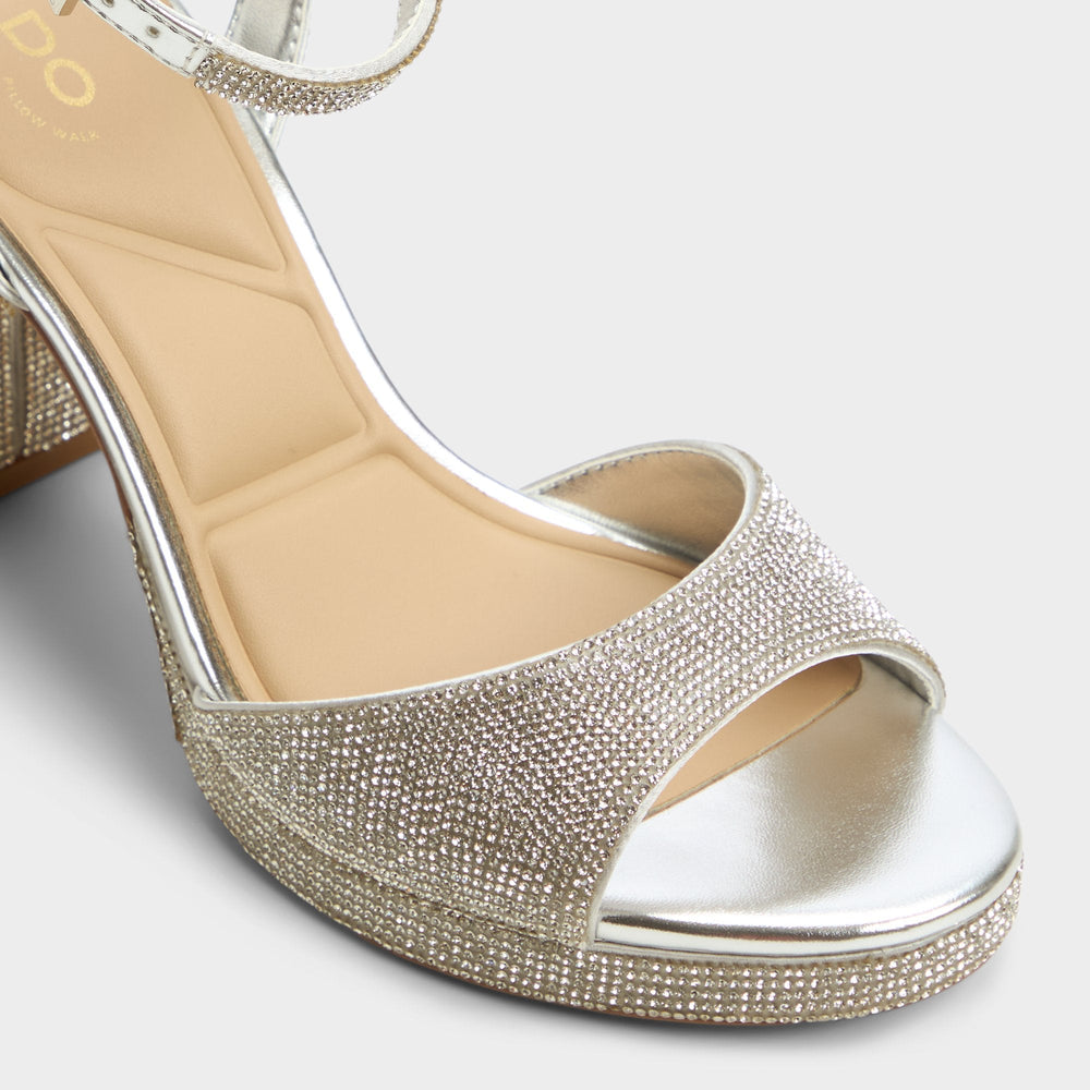 Alluring Silver Women's Iridescent metallics - Strappy heeled sandal Platform