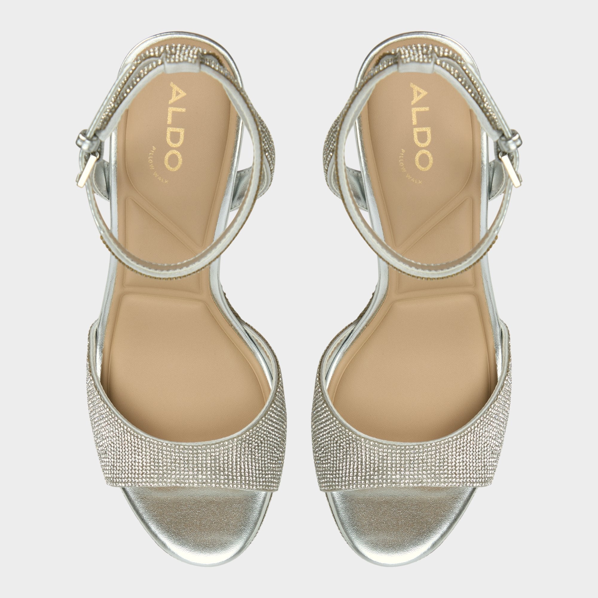 Alluring Silver Women's Iridescent metallics - Strappy heeled sandal Platform