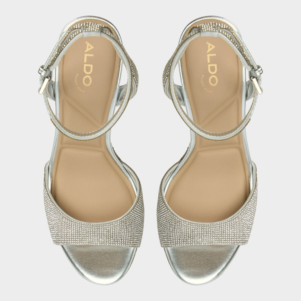 Alluring Silver Women's Iridescent metallics - Strappy heeled sandal Platform