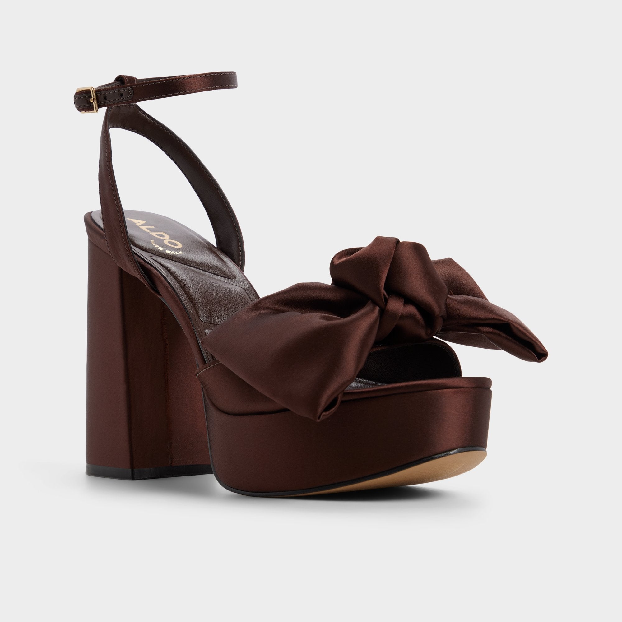 Luscious in Dark Brown - Strappy heeled sandal Platform