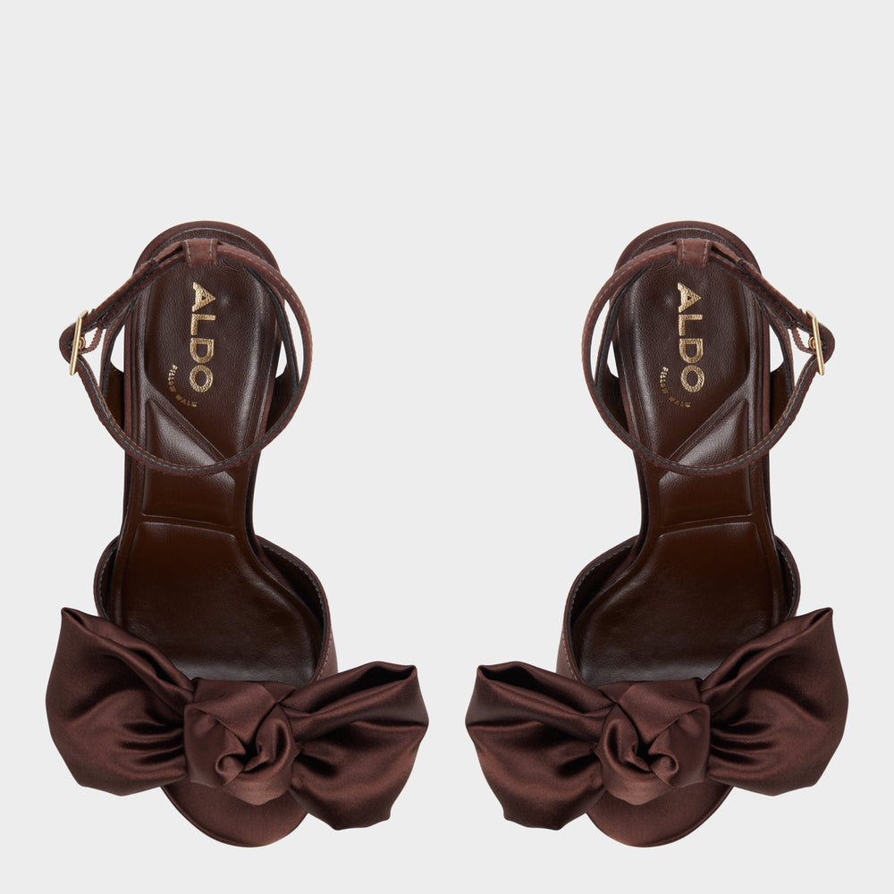 Luscious in Dark Brown - Strappy heeled sandal Platform