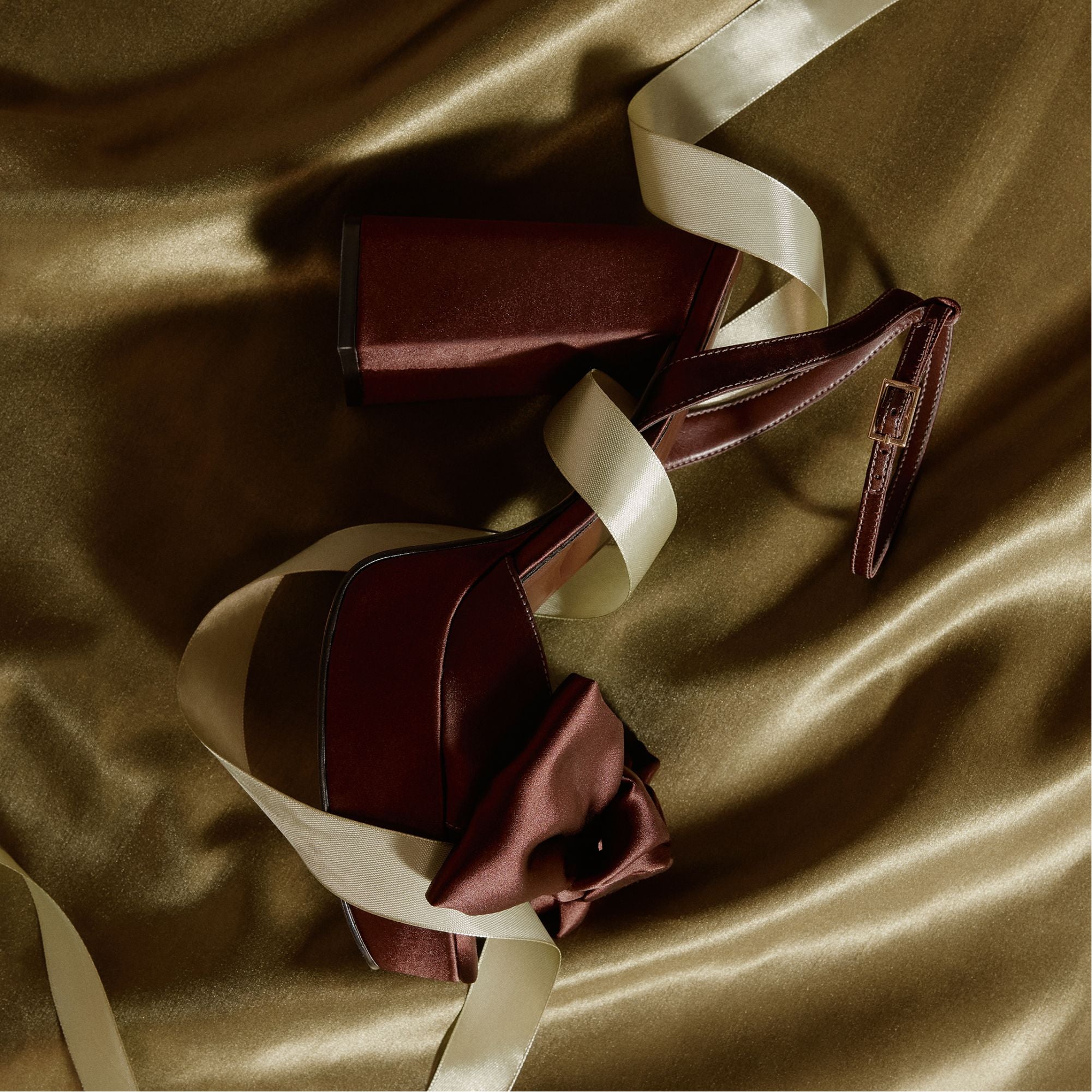 Luscious in Dark Brown - Strappy heeled sandal Platform