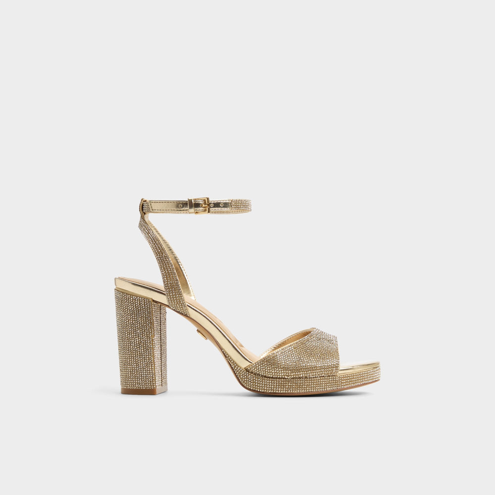 Platform Alluring Champagne Women's Strappy sandals - Strappy heeled sandal