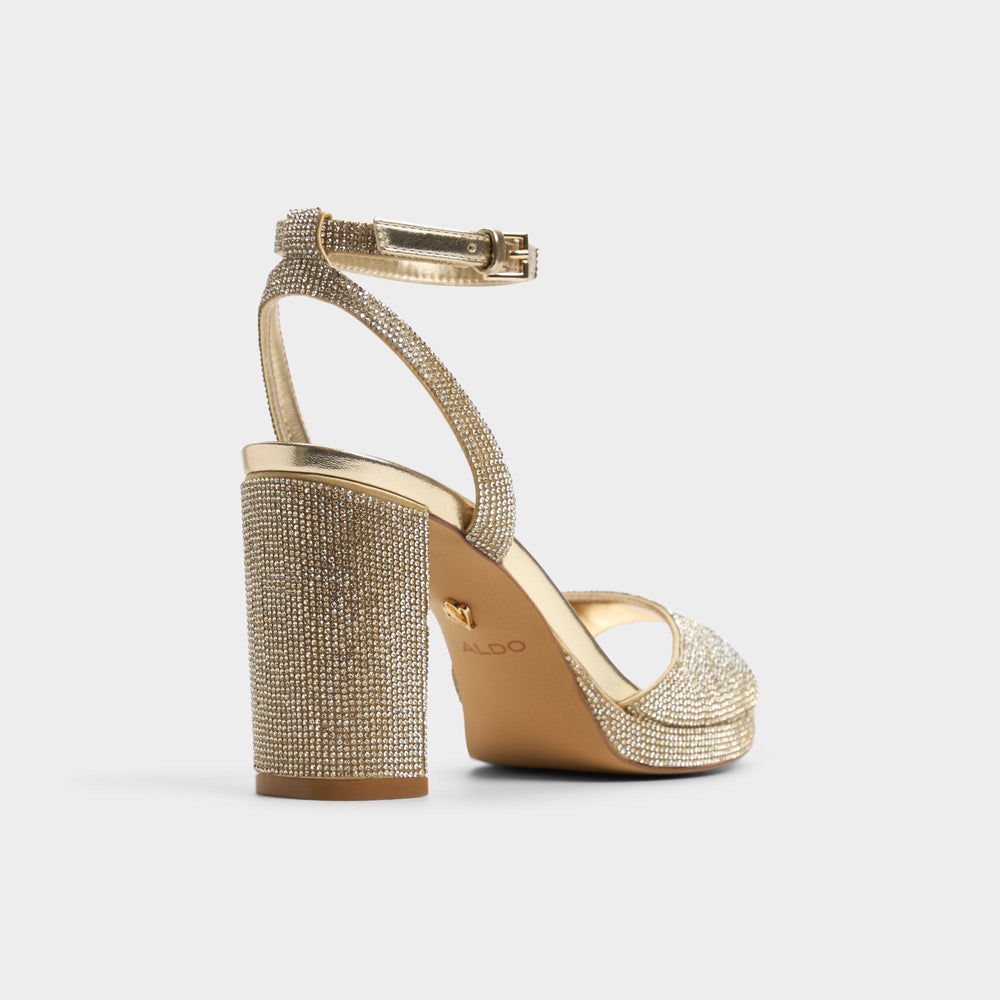 Platform Alluring Champagne Women's Strappy sandals - Strappy heeled sandal