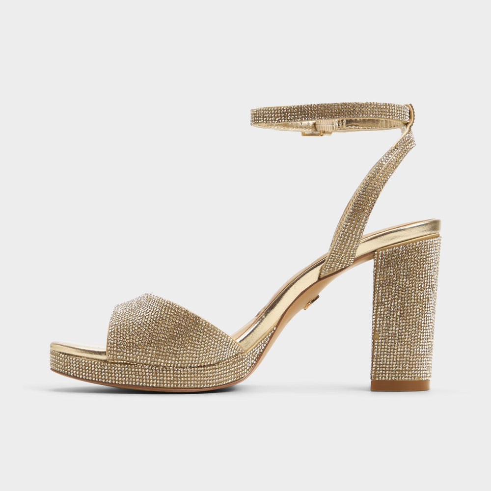 Platform Alluring Champagne Women's Strappy sandals - Strappy heeled sandal