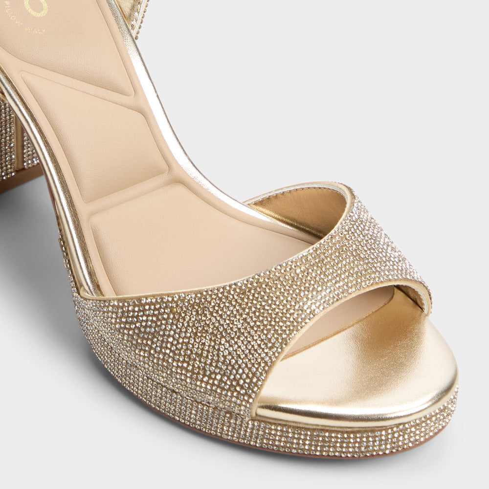 Platform Alluring Champagne Women's Strappy sandals - Strappy heeled sandal