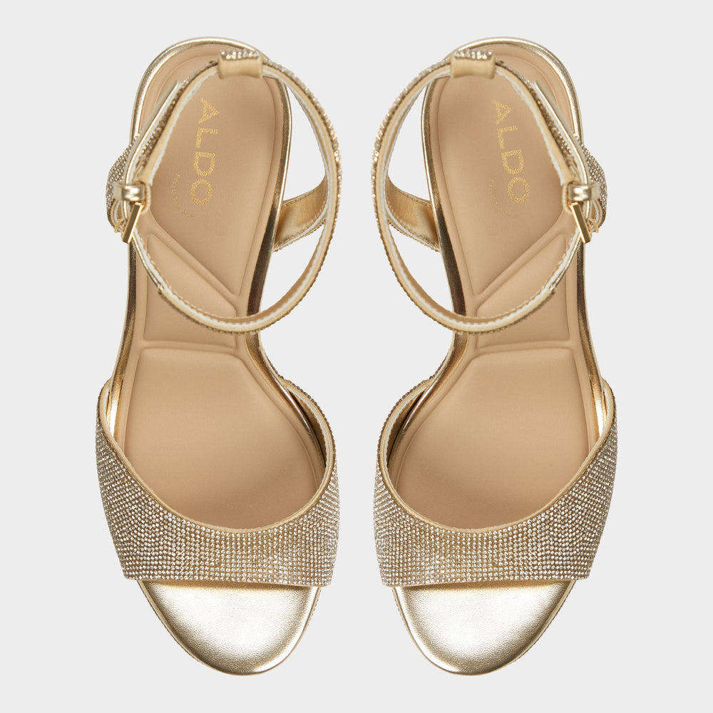 Platform Alluring Champagne Women's Strappy sandals - Strappy heeled sandal