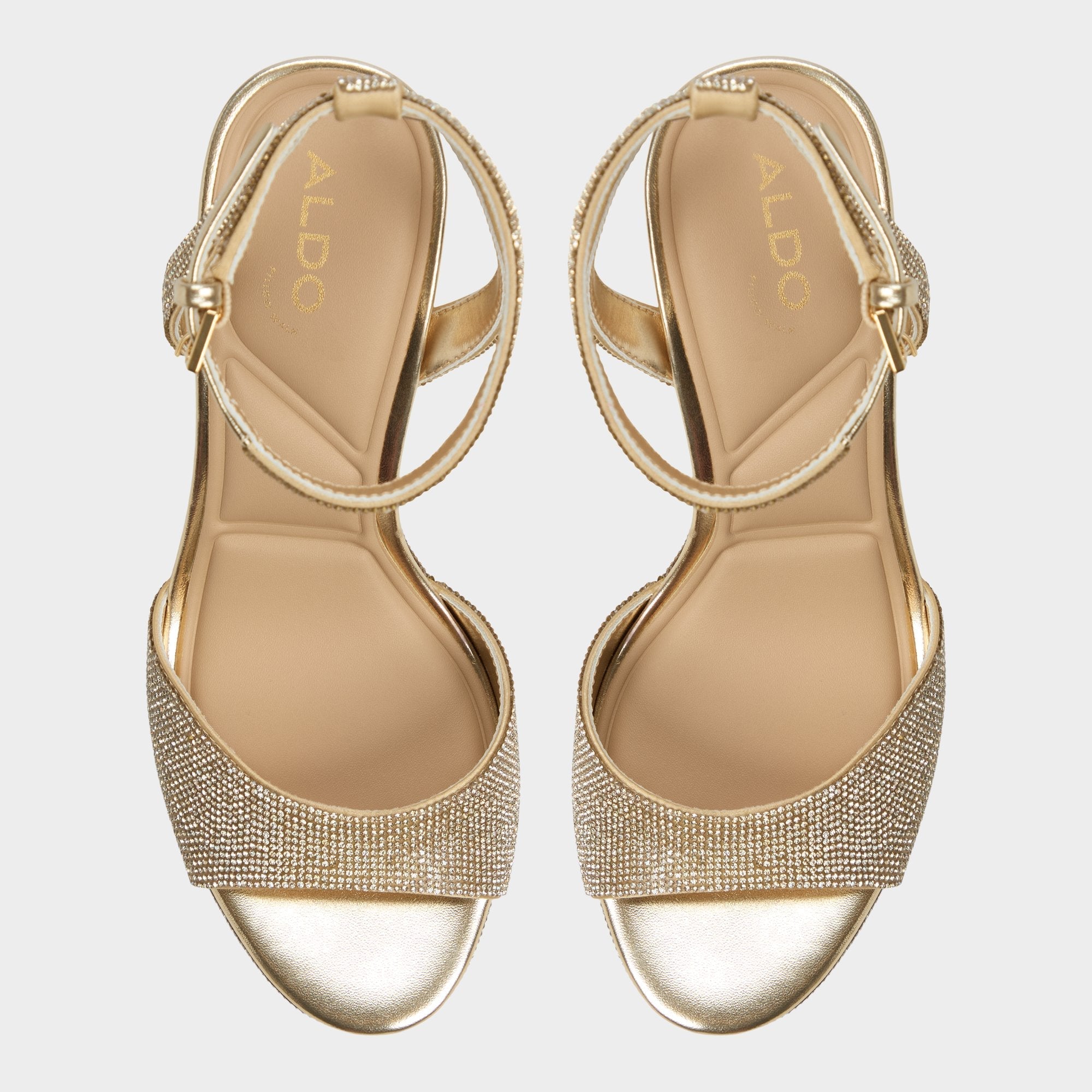 Platform Alluring Champagne Women's Strappy sandals - Strappy heeled sandal