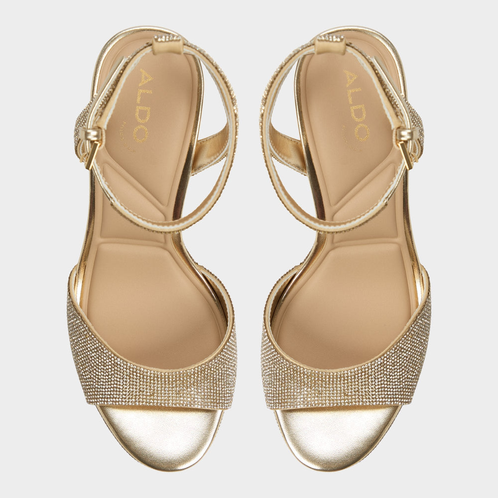 Platform Alluring Champagne Women's Strappy sandals - Strappy heeled sandal