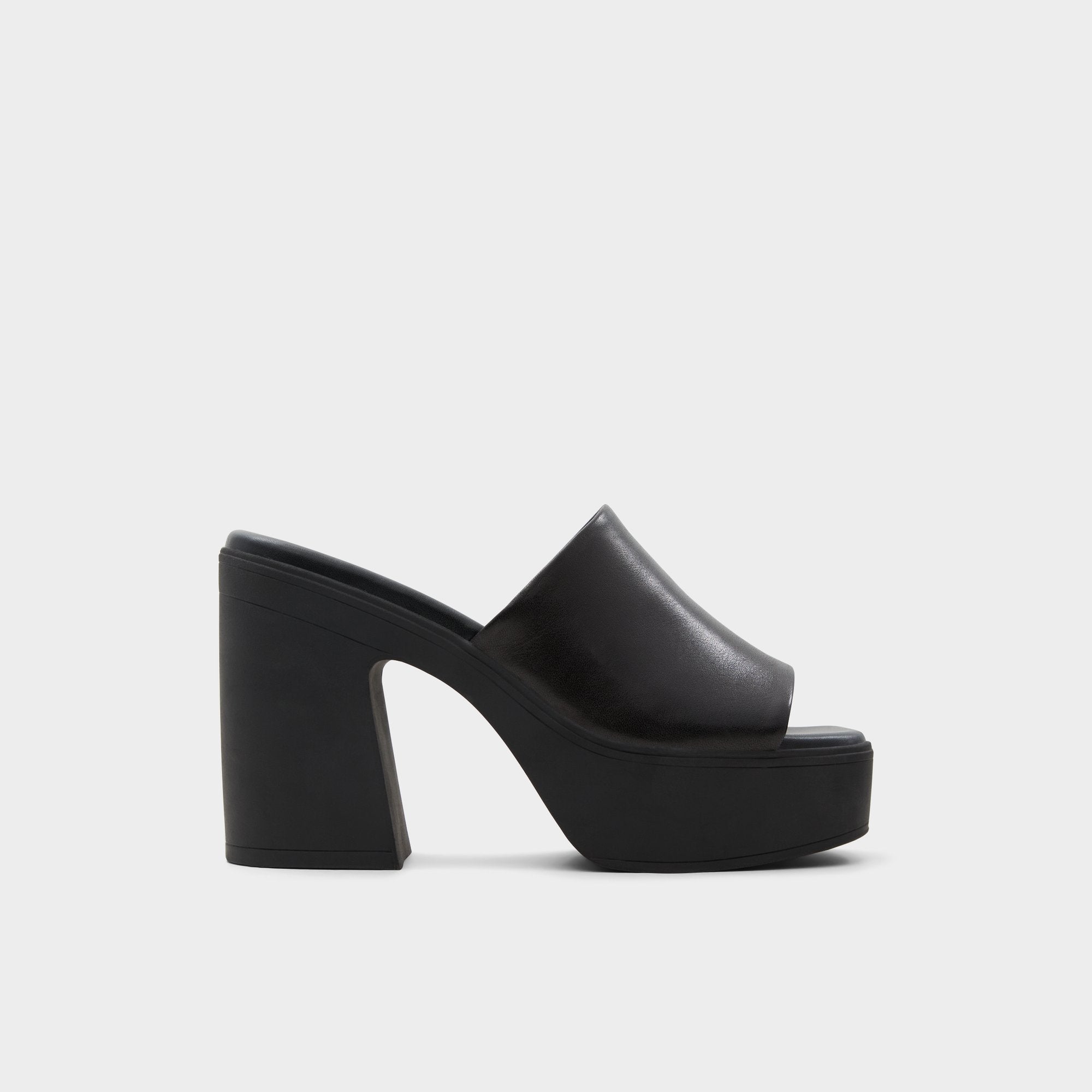 Maysee Other Black Leather Smooth Women's Mule slides - Heeled mule Platform