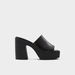 Maysee Other Black Leather Smooth Women's Mule slides - Heeled mule Platform