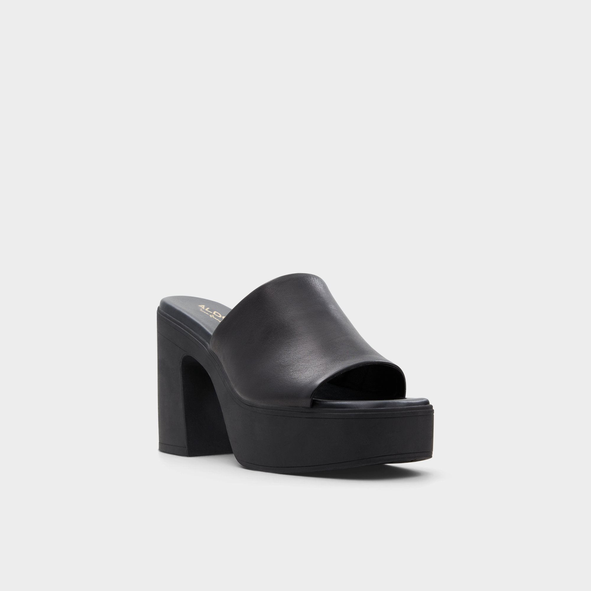 Maysee Other Black Leather Smooth Women's Mule slides - Heeled mule Platform