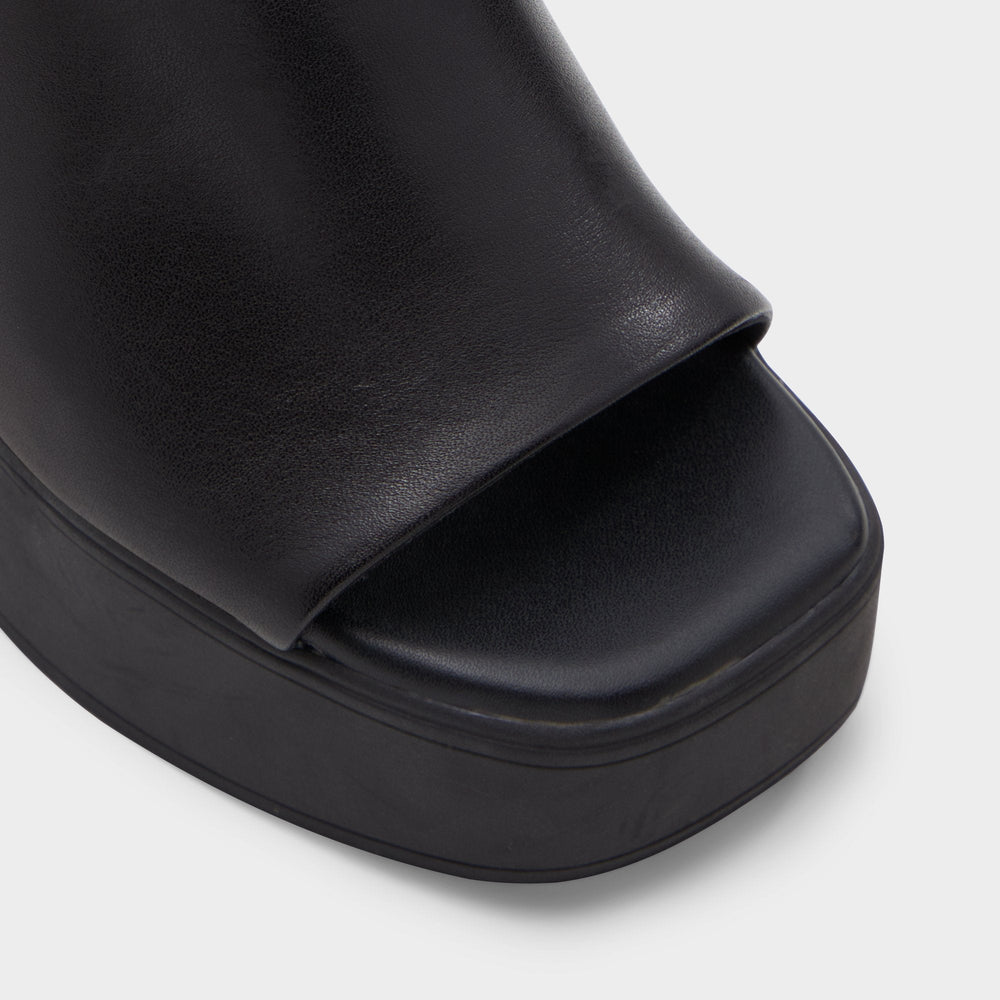 Maysee Other Black Leather Smooth Women's Mule slides - Heeled mule Platform
