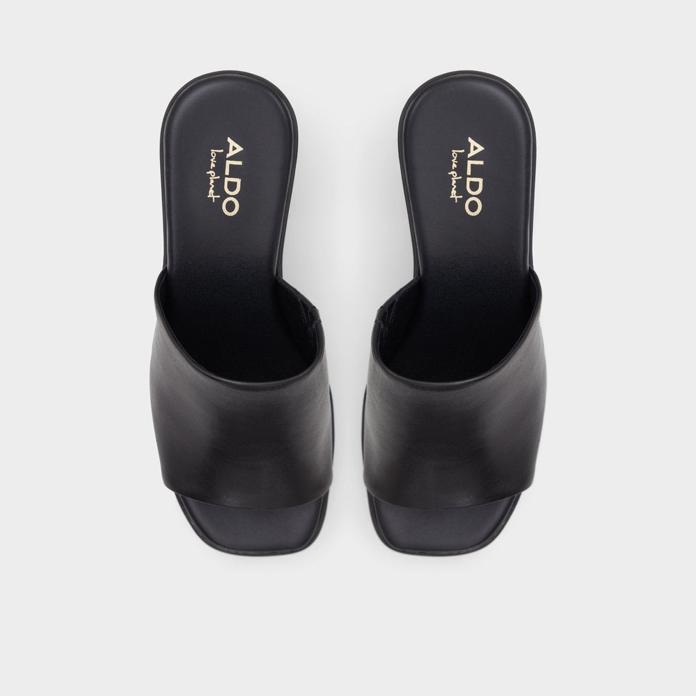 Maysee Other Black Leather Smooth Women's Mule slides - Heeled mule Platform