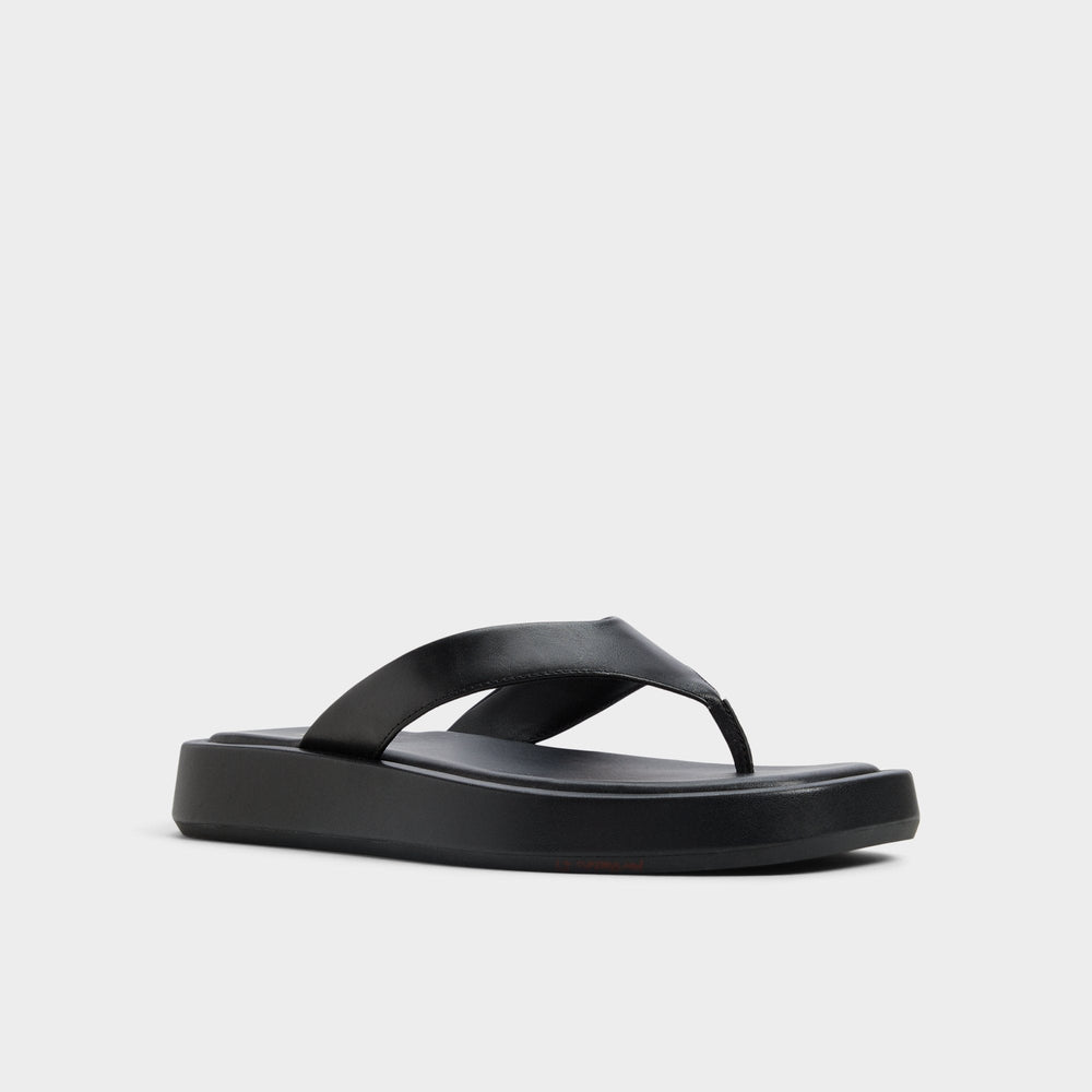 Grettle Black Women's Flats - Flip flop Flatform