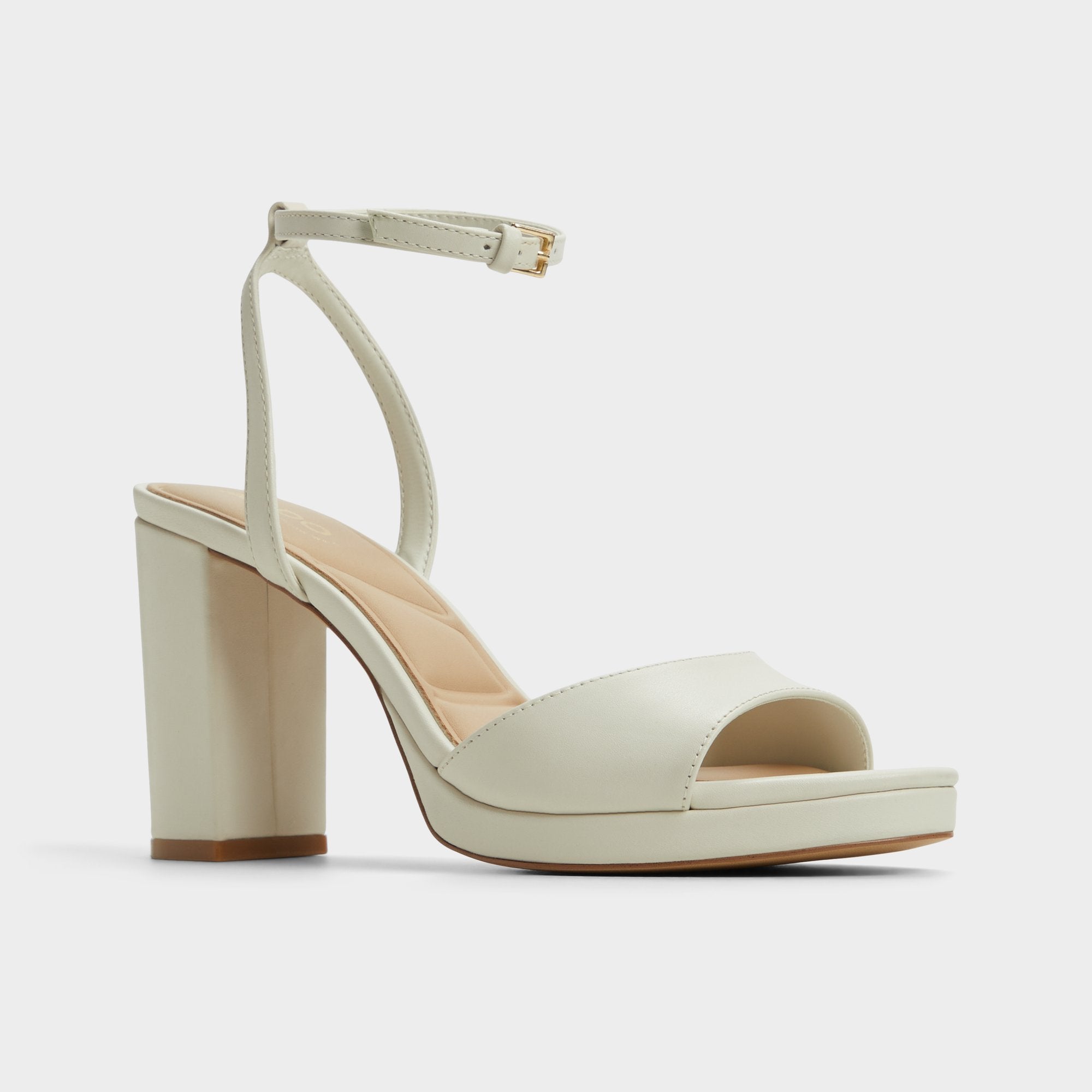Gracious White/Bone Women's Block heels - Strappy heeled sandal Block heel