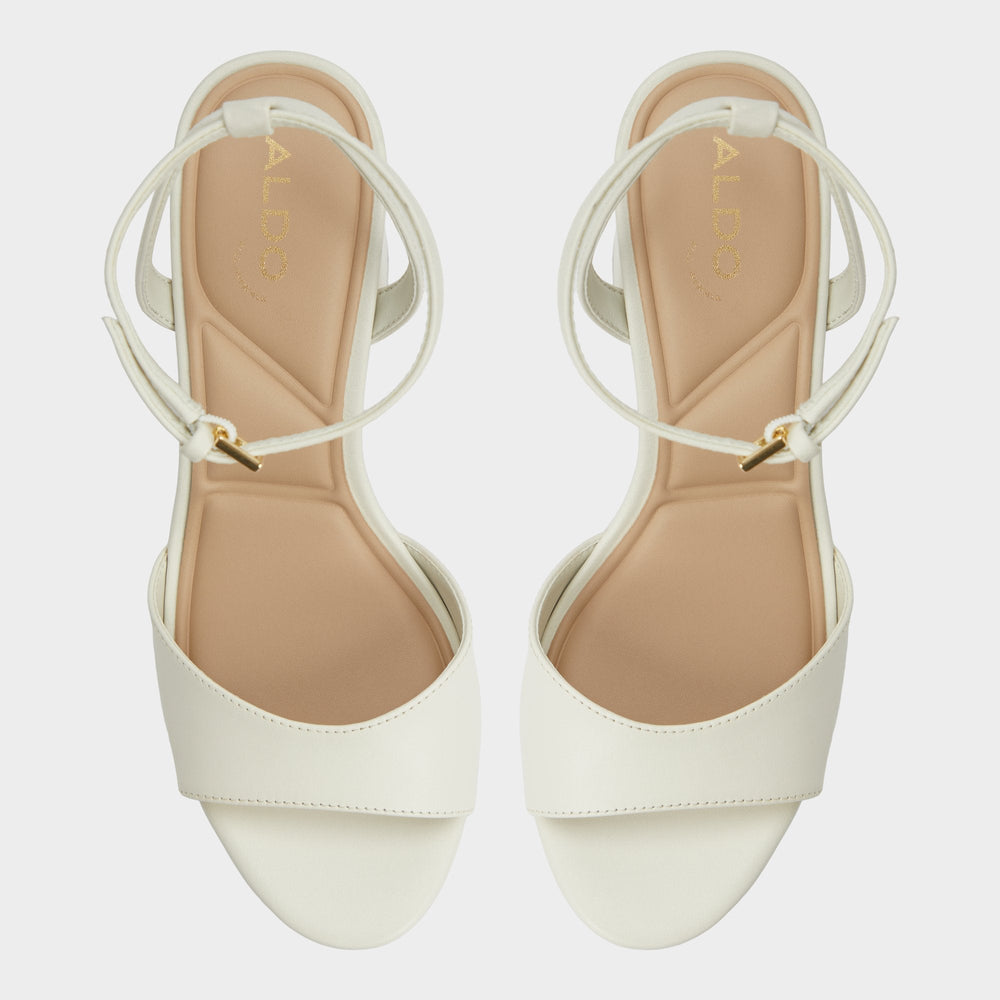 Gracious White/Bone Women's Block heels - Strappy heeled sandal Block heel