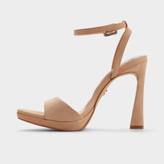 Ivette in Medium Beige - Strappy heeled sandal Platform