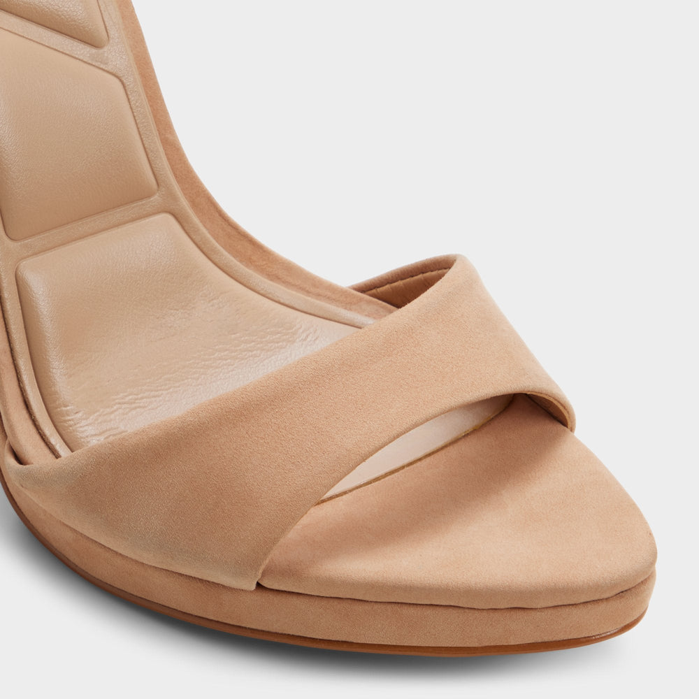 Ivette in Medium Beige - Strappy heeled sandal Platform