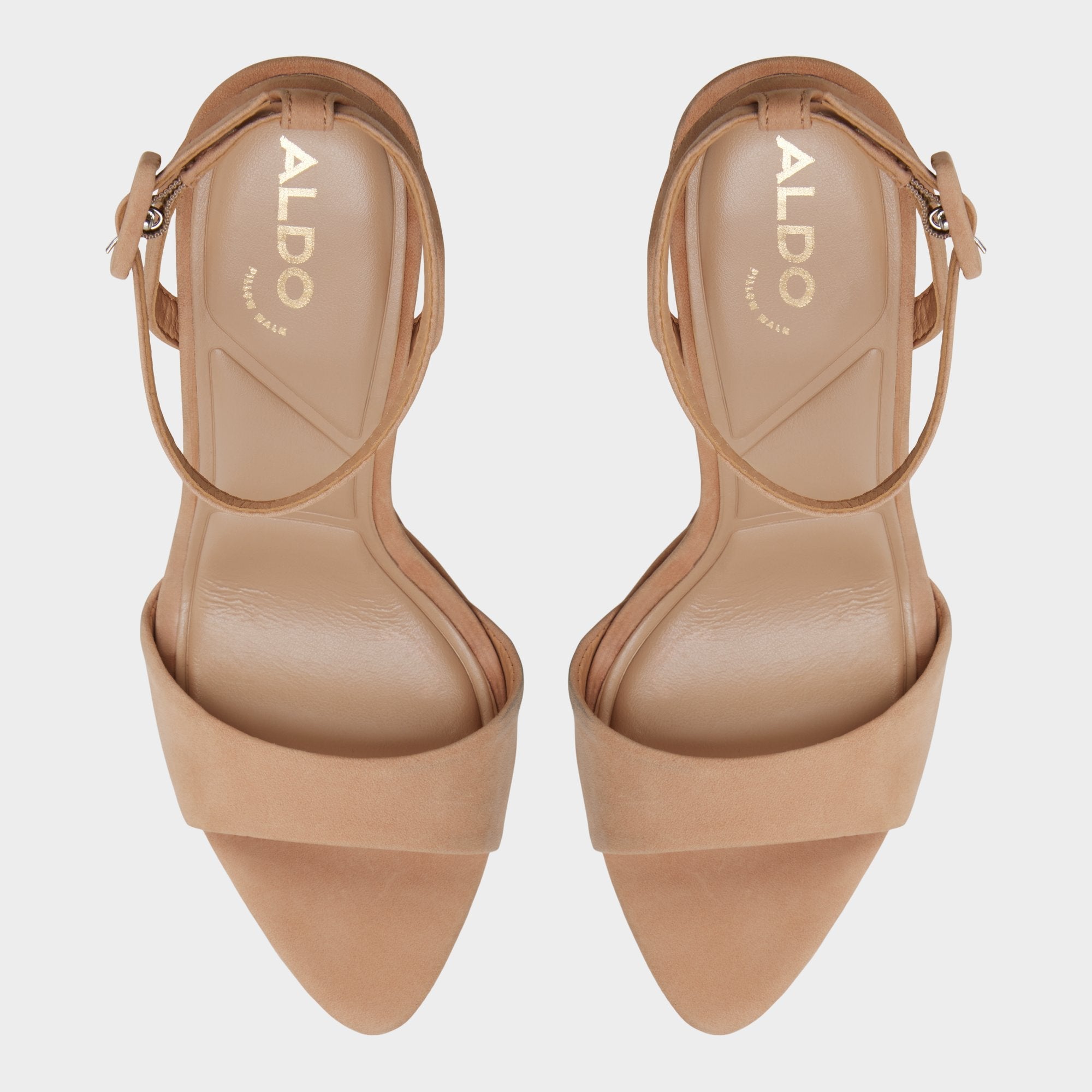 Ivette in Medium Beige - Strappy heeled sandal Platform