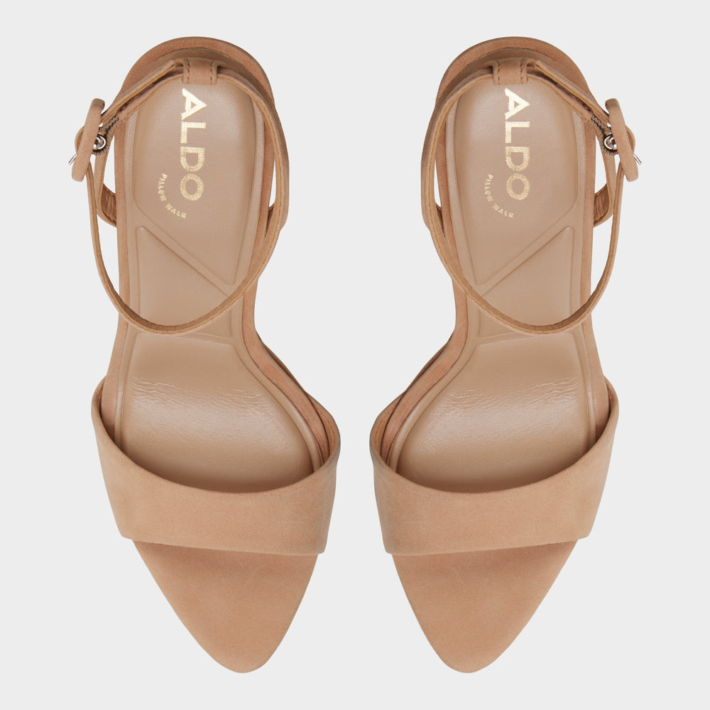 Ivette in Medium Beige - Strappy heeled sandal Platform
