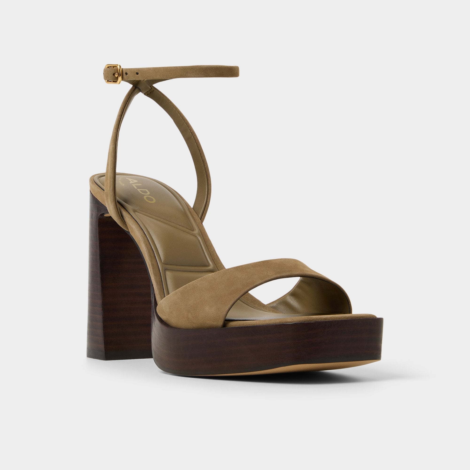 Platform Lothon in Other Green - Strappy heeled sandal